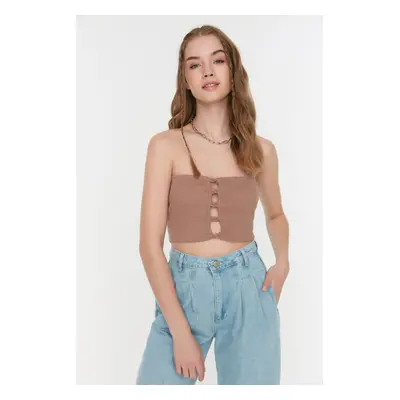 Trendyol norková crop manšestrová pletená halenka