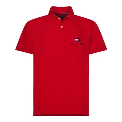 Tommy Hilfiger Polo Shirt - TOMMY FLAG HILFIGER REG POLO red