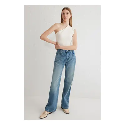 Trendyol Blue High Waist Wide Leg Jeans