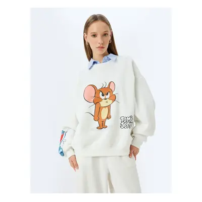 Koton Tom and Jerry Printed Crew Neck Raised Comfortable Fit Licensed Sweatshirt