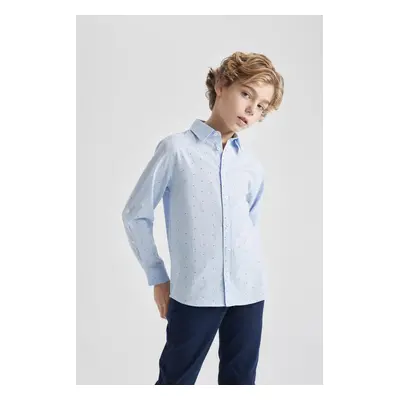 DEFACTO Boy's Polo Collar Poplin Long Sleeve Shirt