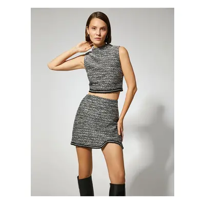 Koton Tweed Crop Blouse Sleeveless