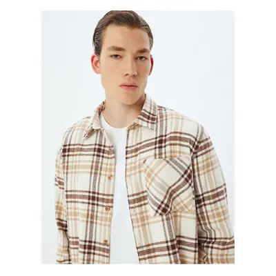 Koton Beige Plaid Men's Adult Shirt