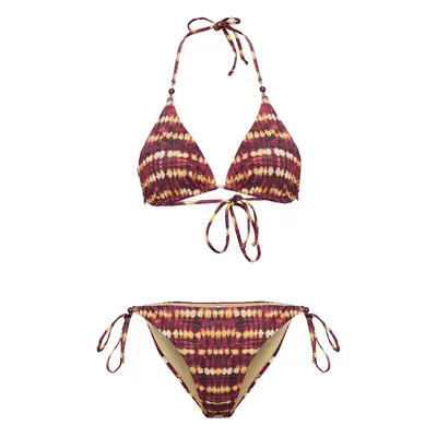 Trendyol Brown-Multicolored Abstract Triangle Accessory Low Waist Bikini Set