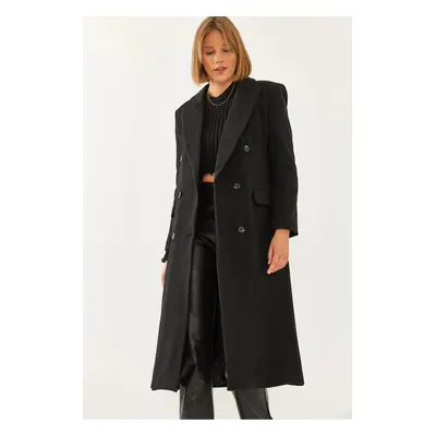 Bianco Lucci Women's Buttoned Sleeve Cashmere Coat