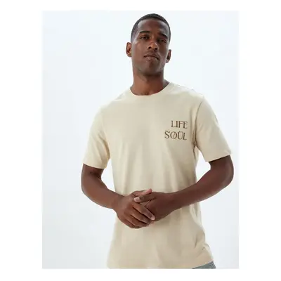 Koton Slogan Printed T-Shirt Crew Neck Short Sleeve Cotton