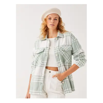 LC Waikiki Women's Plaid Long Sleeve Lumberjack Shirt Jacket