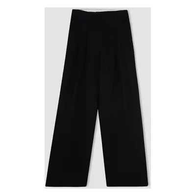 DEFACTO Wide Leg Wide Leg Pocket Darted Plain Basic Classic Woven Trousers