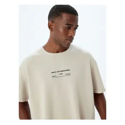 Koton Oversize T-Shirt Slogan Printed Crew Neck Short Sleeve Cotton Blend