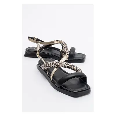 LuviShoes LEAMİL Black Genuine Leather Women Sandals