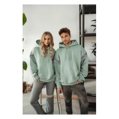 Trendyol Mint Oversize/Wide Cut Hooded Reflective Detailed Polar Fleece Sweatshirt