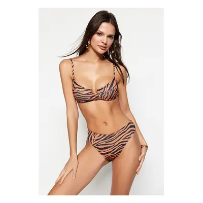 Trendyol Zebra Patterned High Waist Regular Bikini Bottom