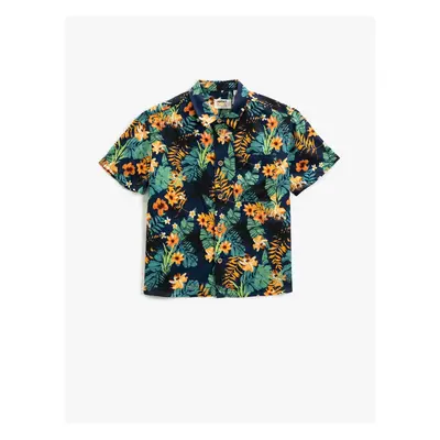 Koton Short Sleeve Shirt Floral Single Pocket Detailed