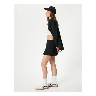 Koton Mini Short Skirt Pleated Belt Detailed