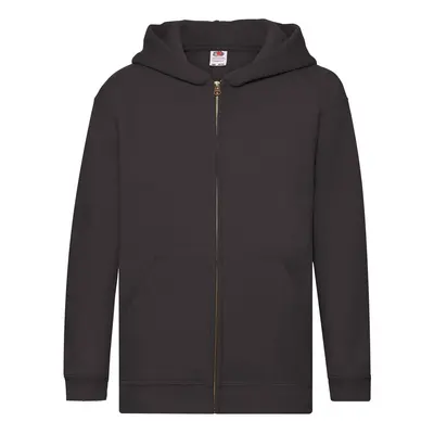 Black Kids Hoodie Zip Through Hooded Sweat Fruit of the Loom