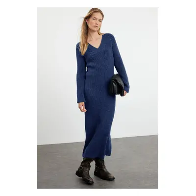 Trendyol Navy Blue Maxi Knit Wool Basic Dress