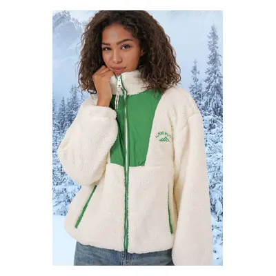 Bigdart Women's Plush Coat Jacket - Emerald Green