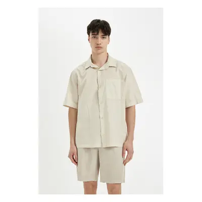 DEFACTO Relax Fit Basic Plain Cotton Short Sleeve Shirt