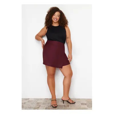 Trendyol Curve Burgundy Shorts Skirt Woven Plus Size Skirt