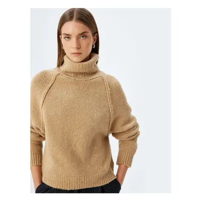 Koton Wool Blend Oversize Knitted Sweater Turtleneck Long Sleeve