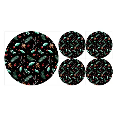 Bertoni Home Unisex's 1+4 Round Table Pads Set Ostrokrzew