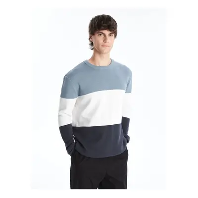 LC Waikiki Crew Neck Long Sleeve Color Block Men's Knitwear Sweater