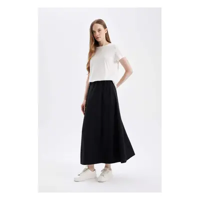 DEFACTO A Cut Scuba Diving Fabric Basic Maxi Skirt