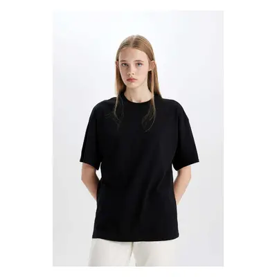 DEFACTO 100% Cotton Wide Cut Crew Neck Basic T-Shirt