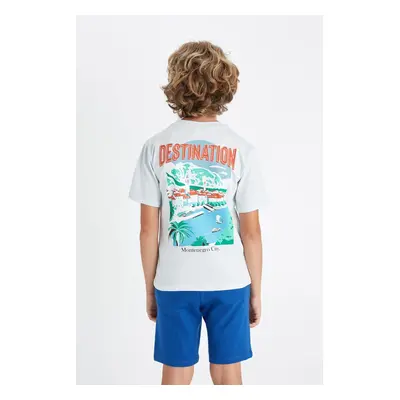 DEFACTO Boy's Crew Neck Back Printed Short Sleeve T-Shirt