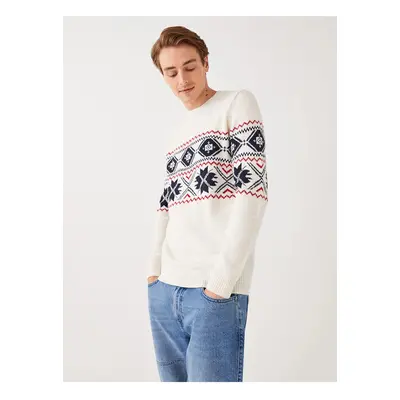 LC Waikiki Crew Neck Long Sleeve Patterned Men's Knitwear Sweater