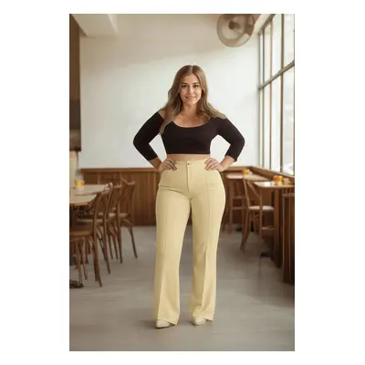 Trendyol Curve Mink Stitch Detailed Straight Cut Woven Trousers