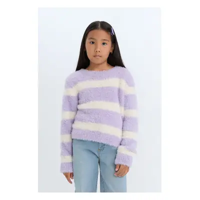 DEFACTO Girl's Crew Neck Striped Knitwear Sweater