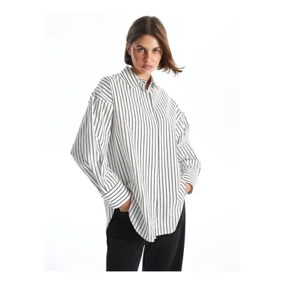 LC Waikiki Striped Long Sleeve Oversize Women's Shirt