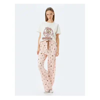 Koton Printed Knitted Pajama Set Pieces