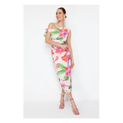 Trendyol Limited Edition Multicolor Floral Printed Knitted Maxi Stretch Pencil Dress