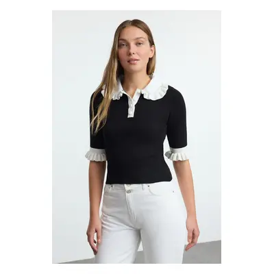 Trendyol Black Polo Neck Knitted Sweater