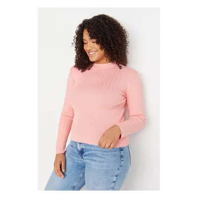 Trendyol Curve Pink Crew Neck Knitwear Blouse