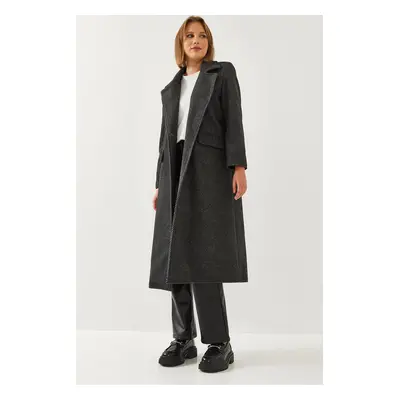 Bianco Lucci Women's Sleeve Crest Detail Long Stamp Coat