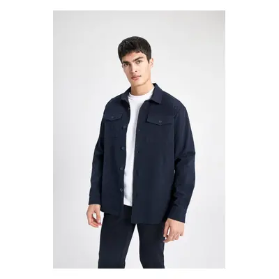 DEFACTO Regular Fit Polo Neck Seersucker Textured Shirt Jacket