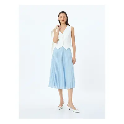 Koton Lined Standard Waist Midi Length Pleated Skirt