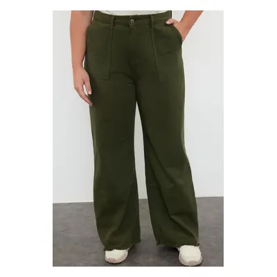 Trendyol Curve Khaki High Waist Wide Leg Plus Size Jeans