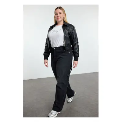 Trendyol Curve Black High Waist Straight Denim Pants