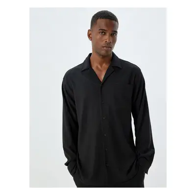 Koton Basic Shirt Long Sleeve Turn-down Collar Pocket Detail Buttoned