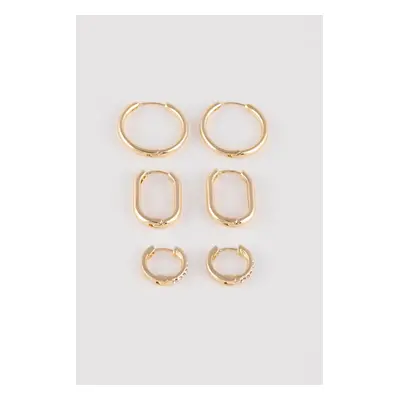 DEFACTO Woman's 3-Piece Gold Earring