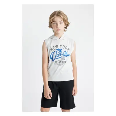 DEFACTO Boy's Hooded Printed Undershirt