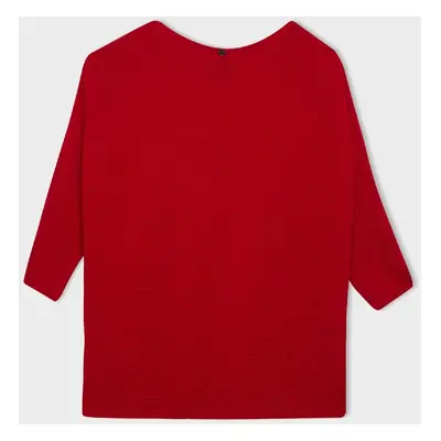 DEFACTO Red Boat Neck Batwing Sleeve Basic Plain Knit Sweater