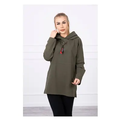 Tunika se zipem na kapuci Oversize khaki