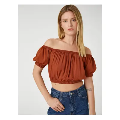 Koton Open Shoulder Crop Blouse Elastic