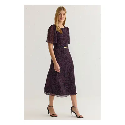 Trendyol Purple Animal Midi Woven Dress