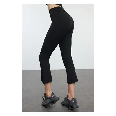 Trendyol Black Spanish Leg Yoga Capri Length Knitted Sports Leggings